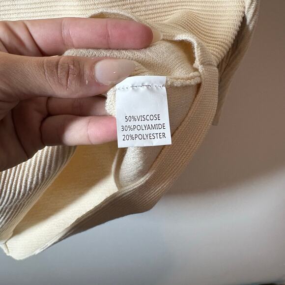 BTFBM Sweater Women S White Cream Mock Neck Long Sleeve Minimal Modest Office - Picture 5 of 6